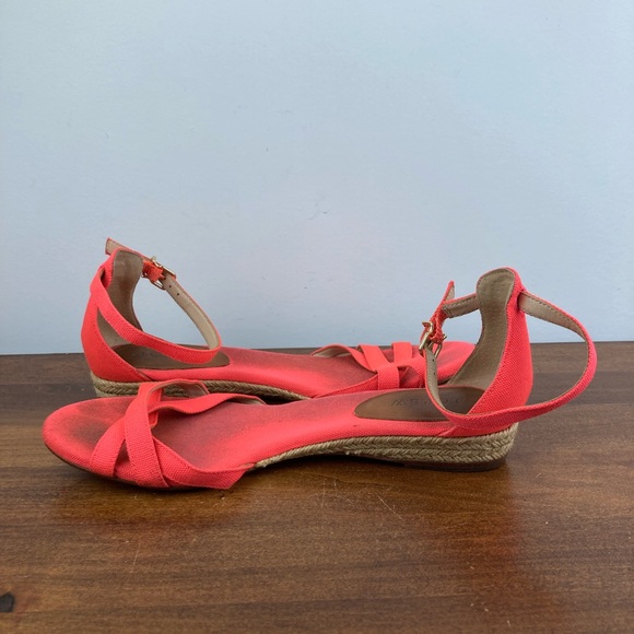 J. CREW Coral Canvas Low Wedge Ankle Strap Espadrille Sandals 53504 Women’s 9. - Picture 7 of 12